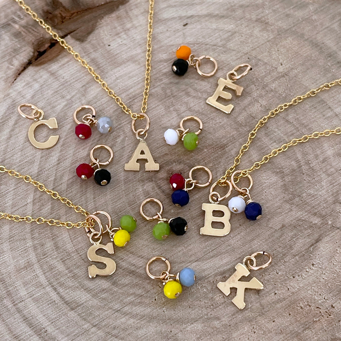 Game Day Letter Necklace with Team Spirit Color Charms