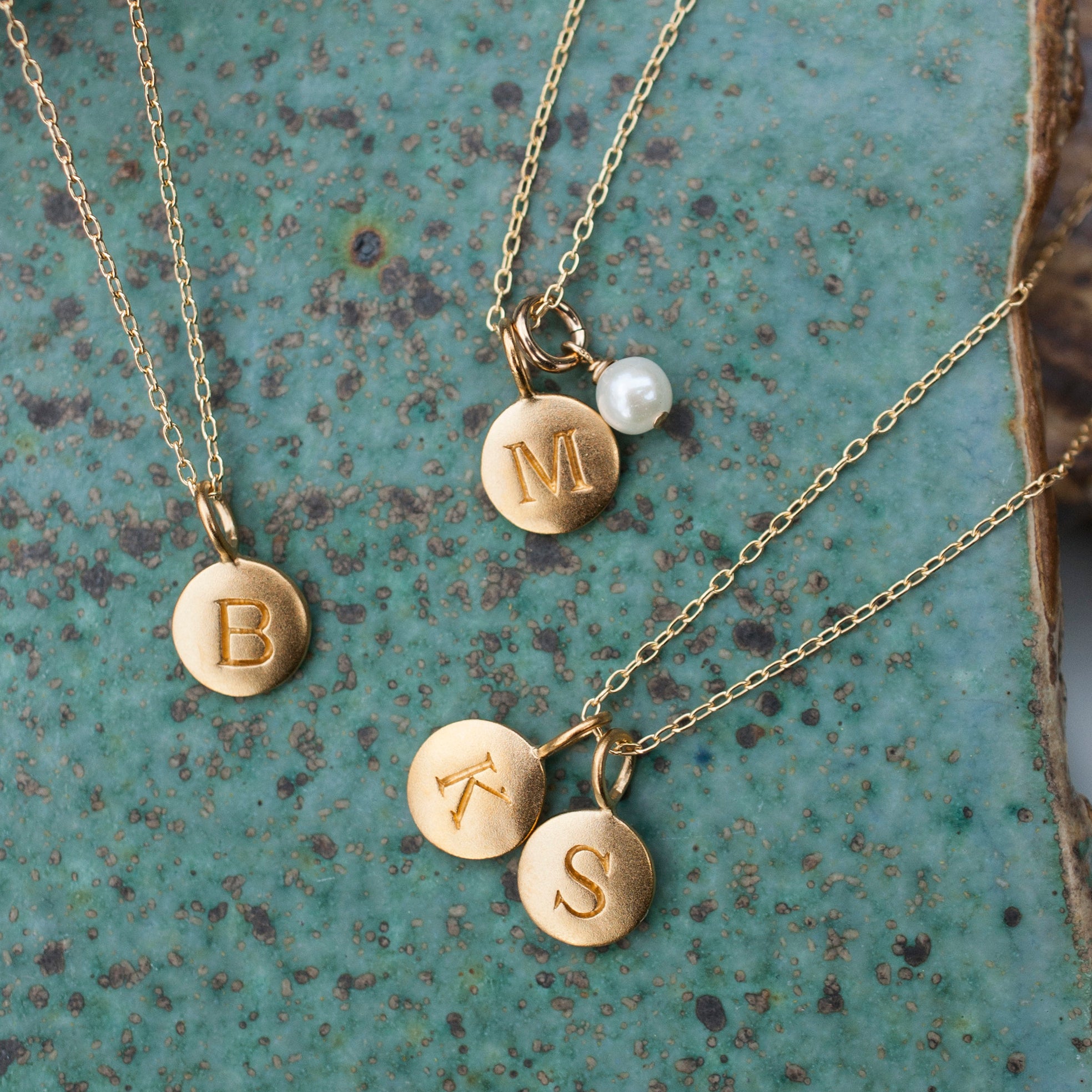 Gold round initial on sale necklace