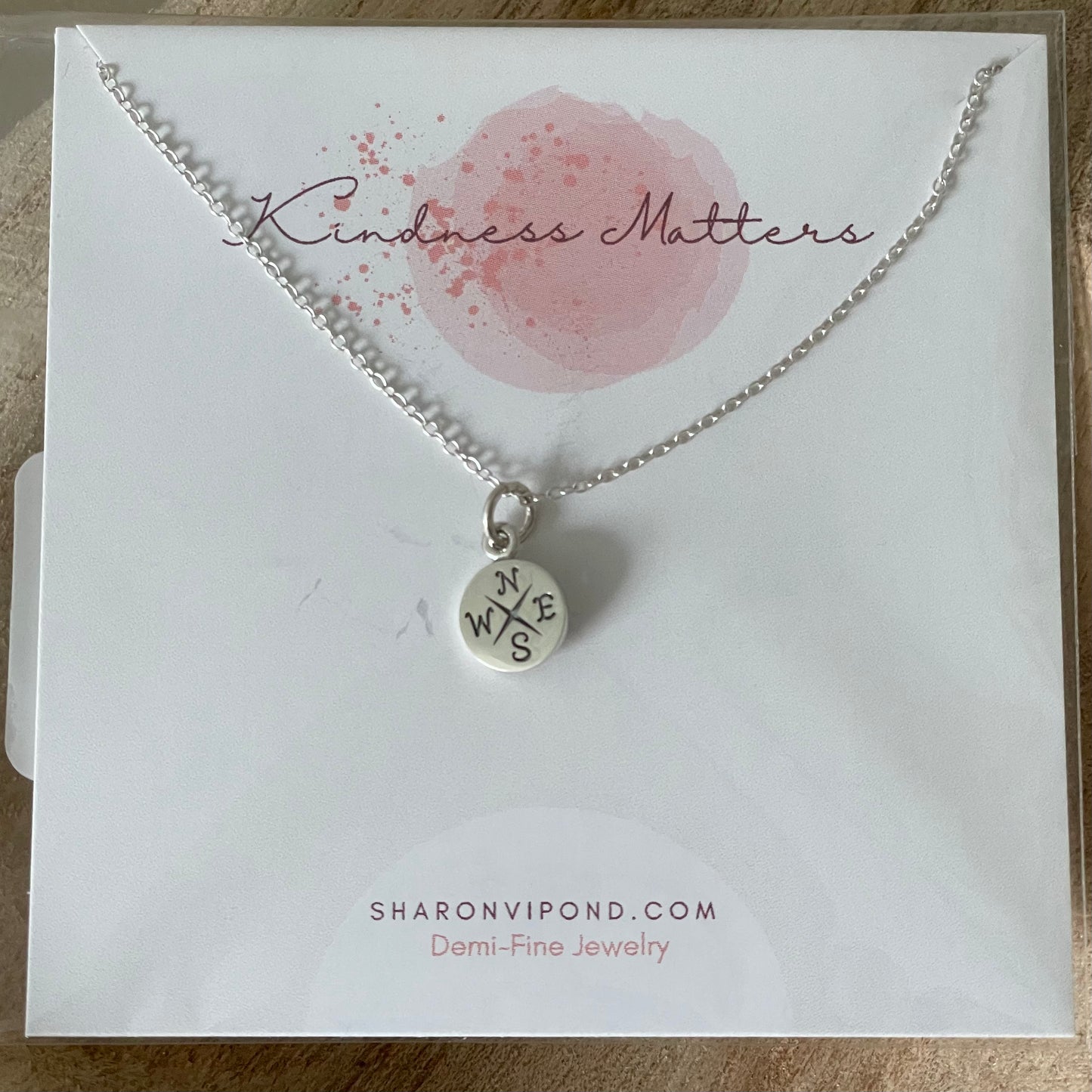 Silver Mini Compass Necklace