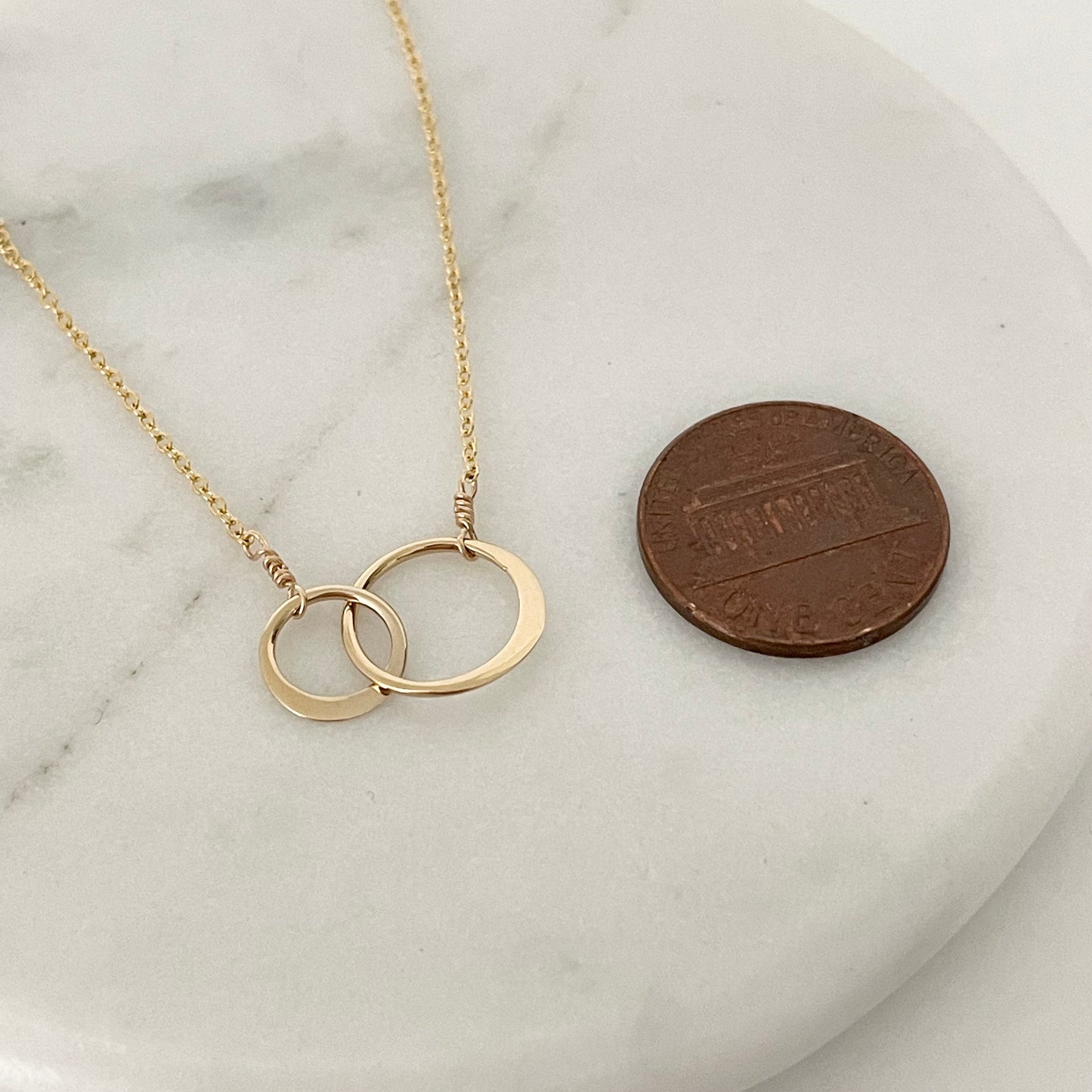 Mini Gold 2 Circles Necklace