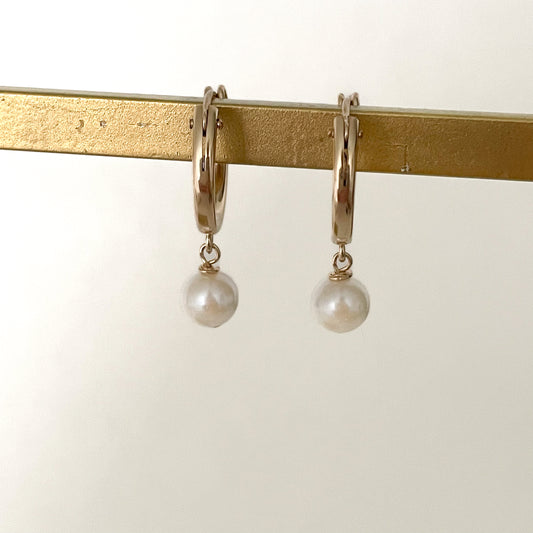 Pearl Gold Hoop Earrings