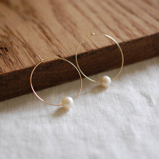 Pearl Simple Hoop Earrings