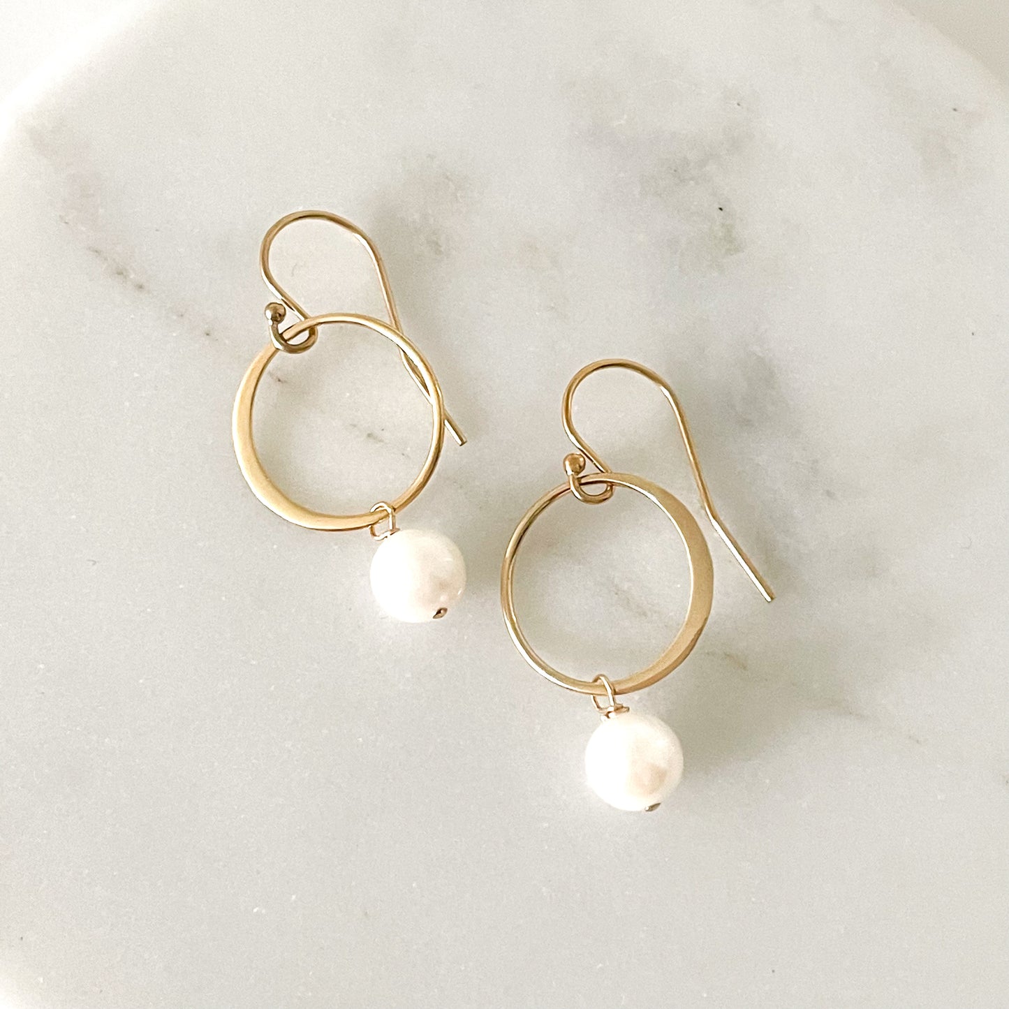 Pearl Circle Gold Earrings