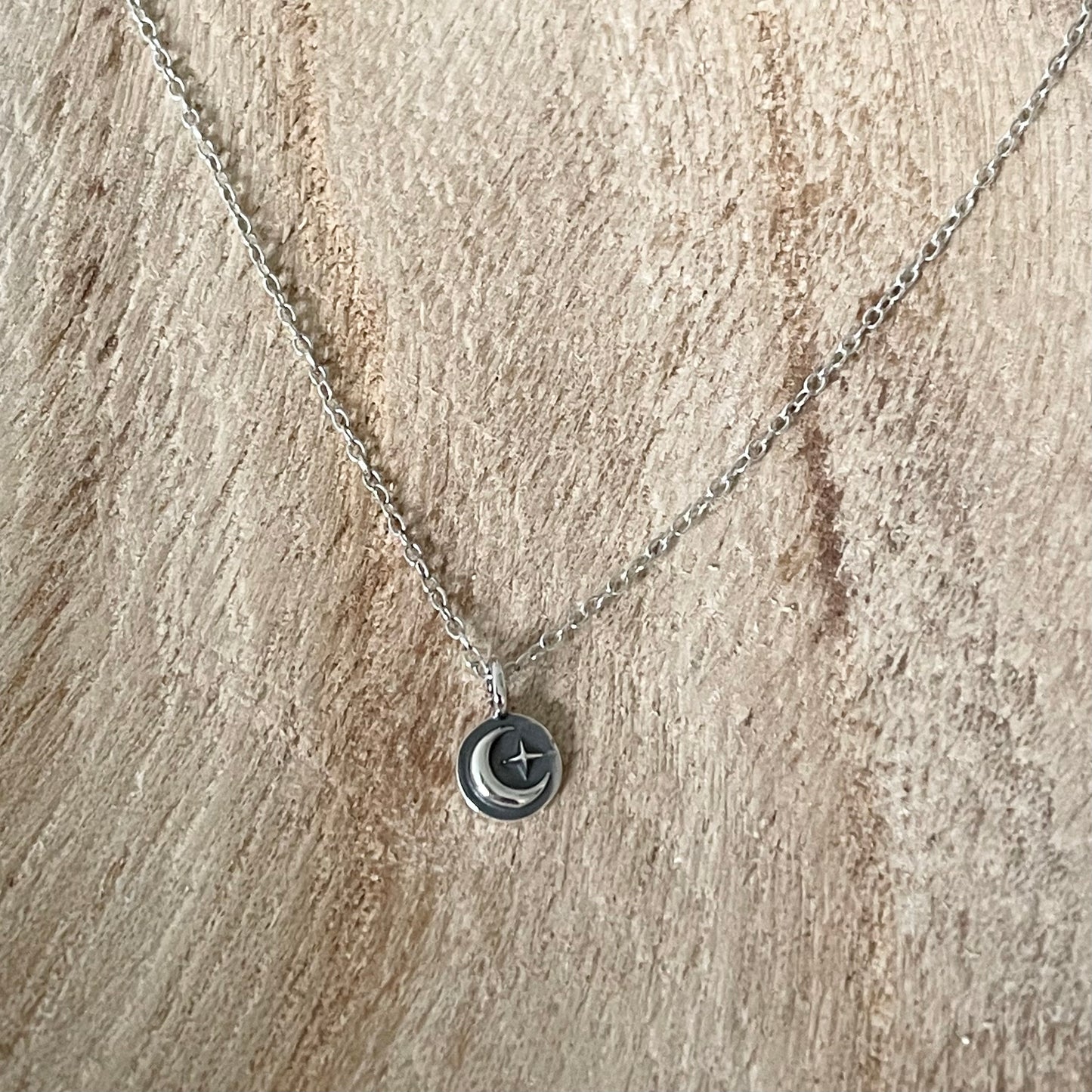 Mini Star Moon Silver Necklace