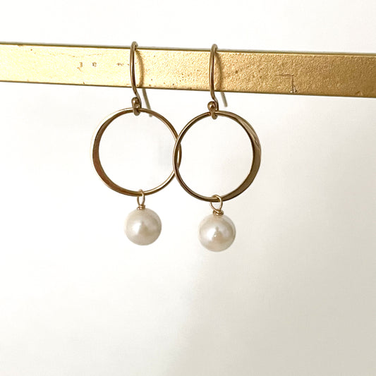Pearl Circle Gold Earrings