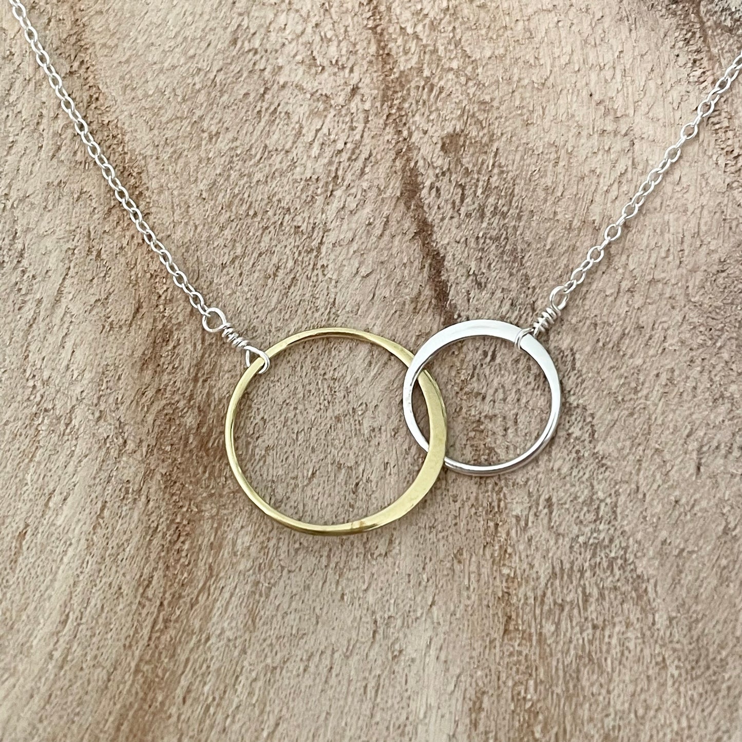Mixed Metal 2 Circles Necklace