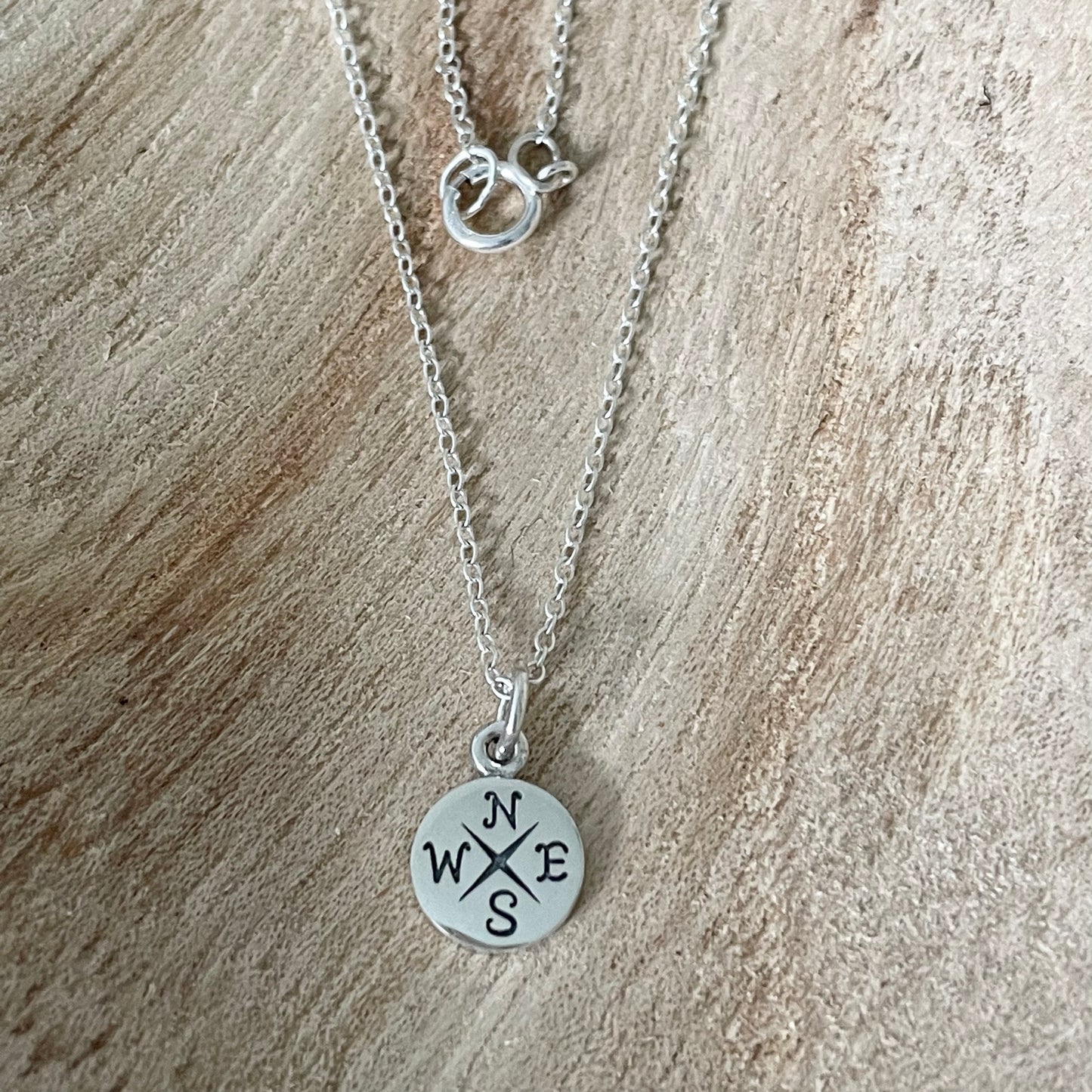 Silver Mini Compass Necklace